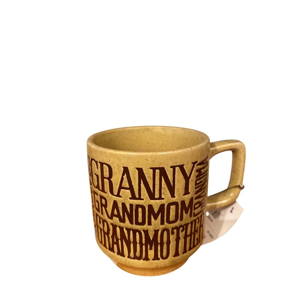 Vintage 60s 70 Boho Grandma Coffee Mug Yellow Retro Hippie Groovy